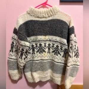 Vintage Heavy Chunky Knit Alpaca Wool Sweater Jumper Fair Isle Unisex